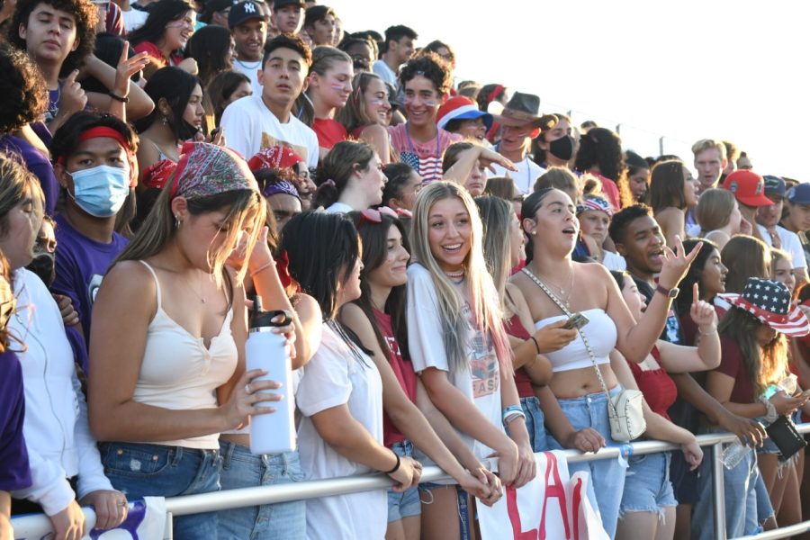 Bringing Rancho culture and spirit back to the stadium, Rancho students cheer on the varsity football team at a home game on Friday, Sept. 10. The football team defeated Valencia High School 31-28 to earn their second win of the season