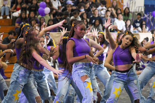 Varsity Dance performs their showcase “Conceited” at the Homecoming Rally.