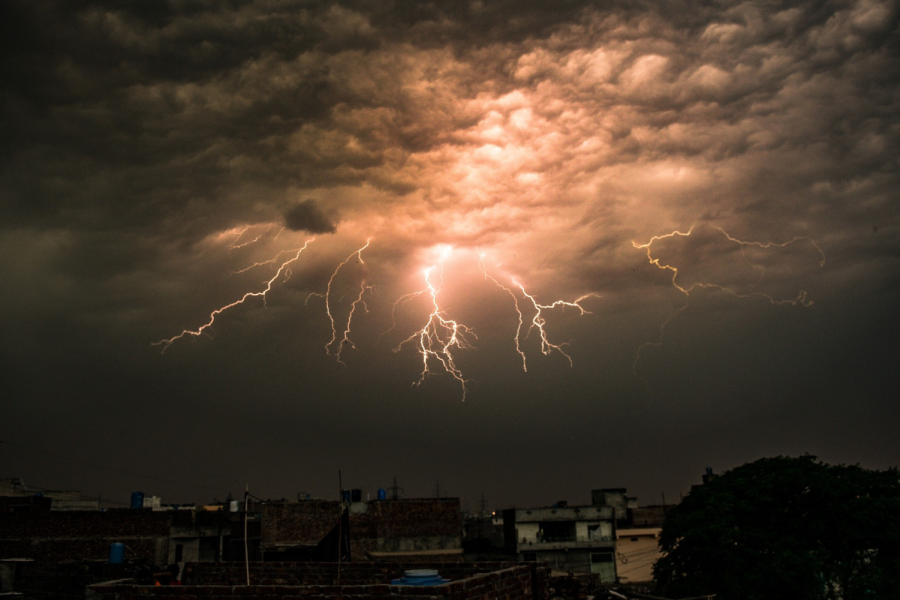 Violent lightning strikes above a city in Pakistan. Photo used with permission from Pixabay.com