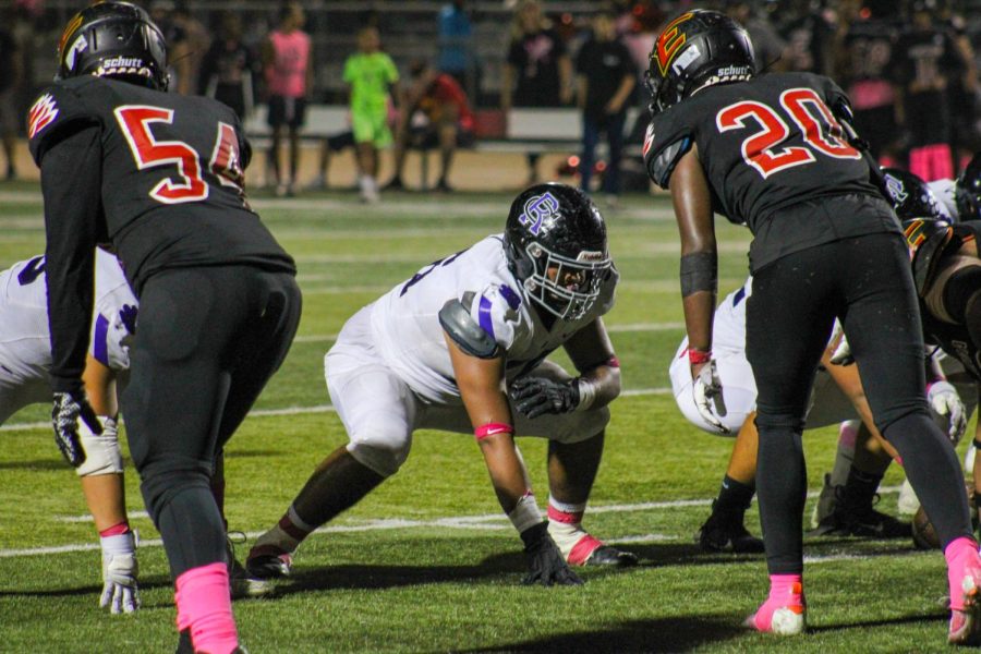 Ranchos defense squares off against the Etiwanda Eagles. Rancho ultimately won this game.