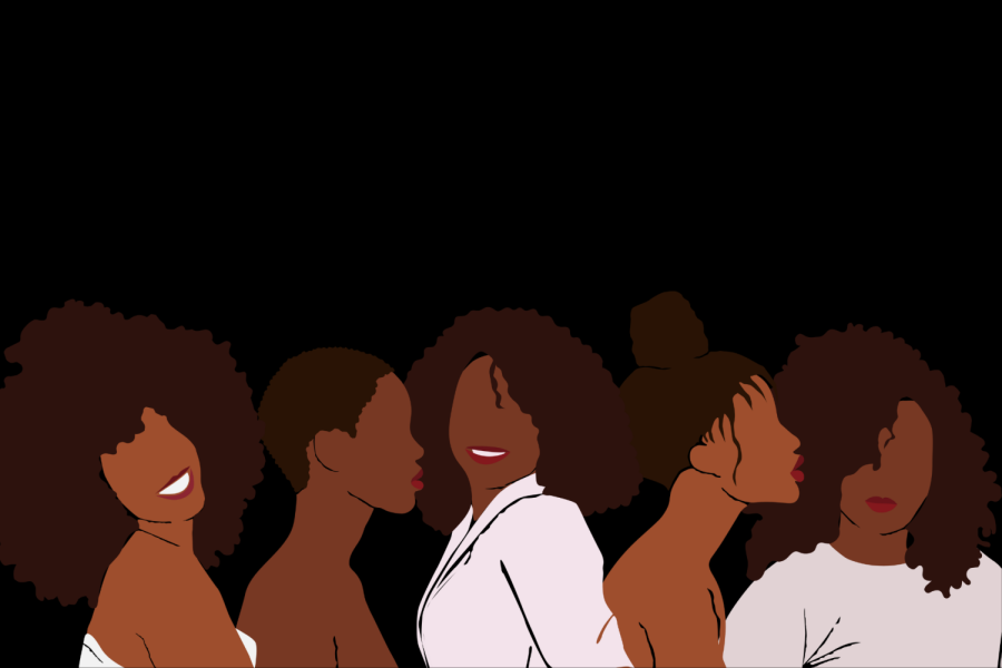 Black women of shades embrace each other despite their complexions