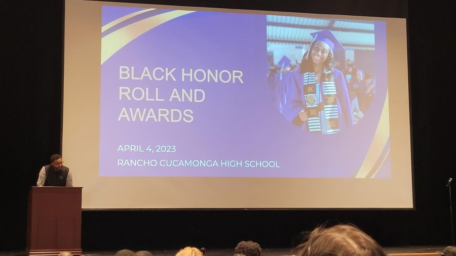 RCHS Princple Mr. Joshua Kirk gives opening remarks during the BSU Awards.