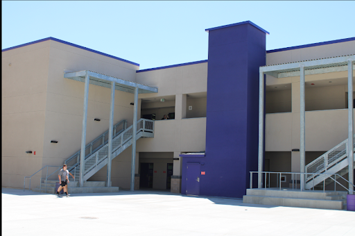 The new V building at Rancho Cucamonga High School is on the East side of campus and houses math and Spanish classes.