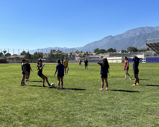 Preparing for the RCHS soccer team tryouts, students complete a couple of drills before tryouts actually starting. 
