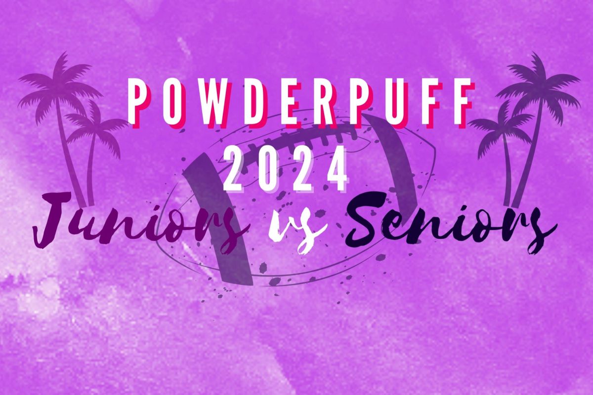 A+purple+background+says+Powderpuff+2024%3A+Juniors+vs+Seniors+with+an+image+of+a+football+and+palm+trees+behind+the+text.