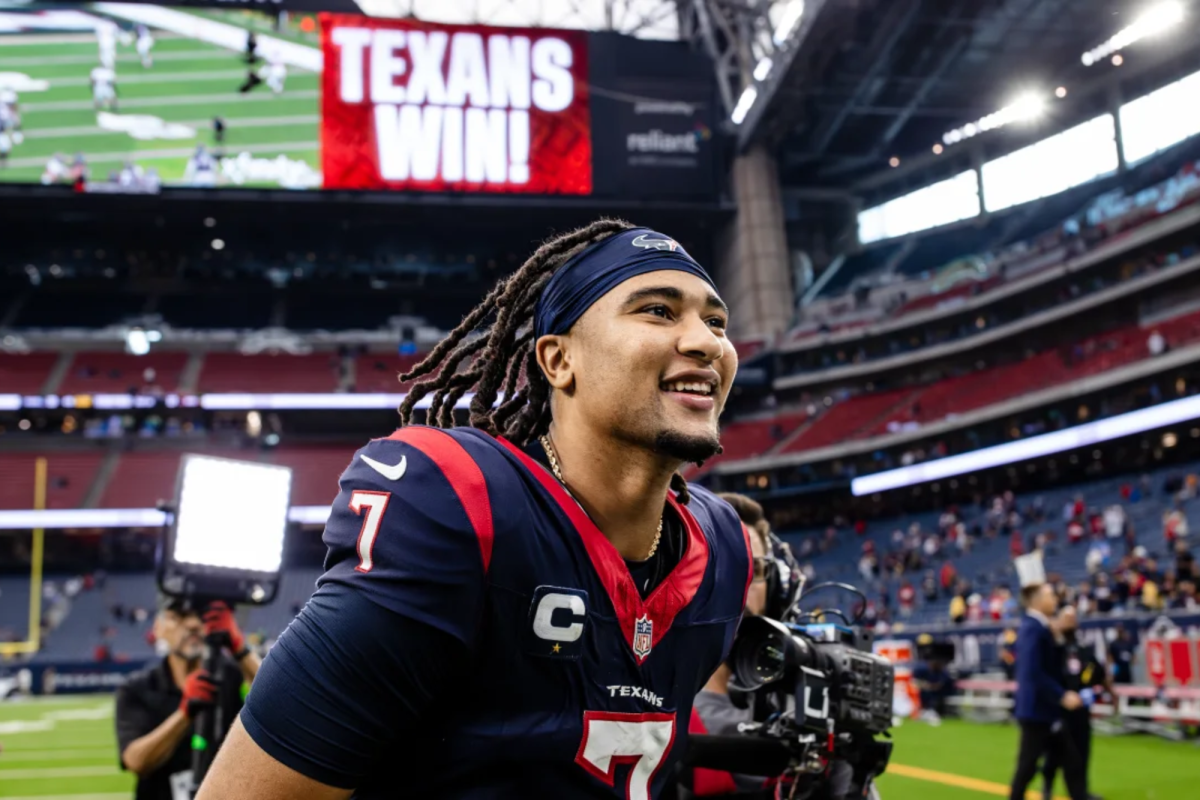 CJ Stroud after Texans 39-37 win in game against the Tampa Bay Buccaneers in week nine of the 2023-2024 NFL season. Photo courtesy of HoustonTexans.com