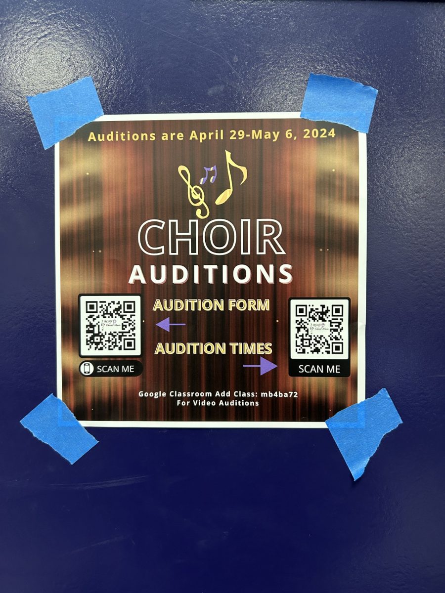 The QR code for choir auditions.