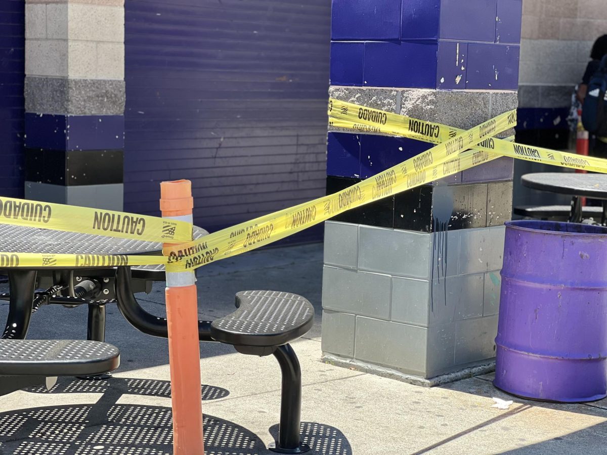 A part of Rancho Cucamonga High School marked off by caution tape