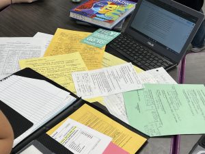 A close-up shot of Rancho Cucamonga High School junior Alexandra Azuara’s workload.