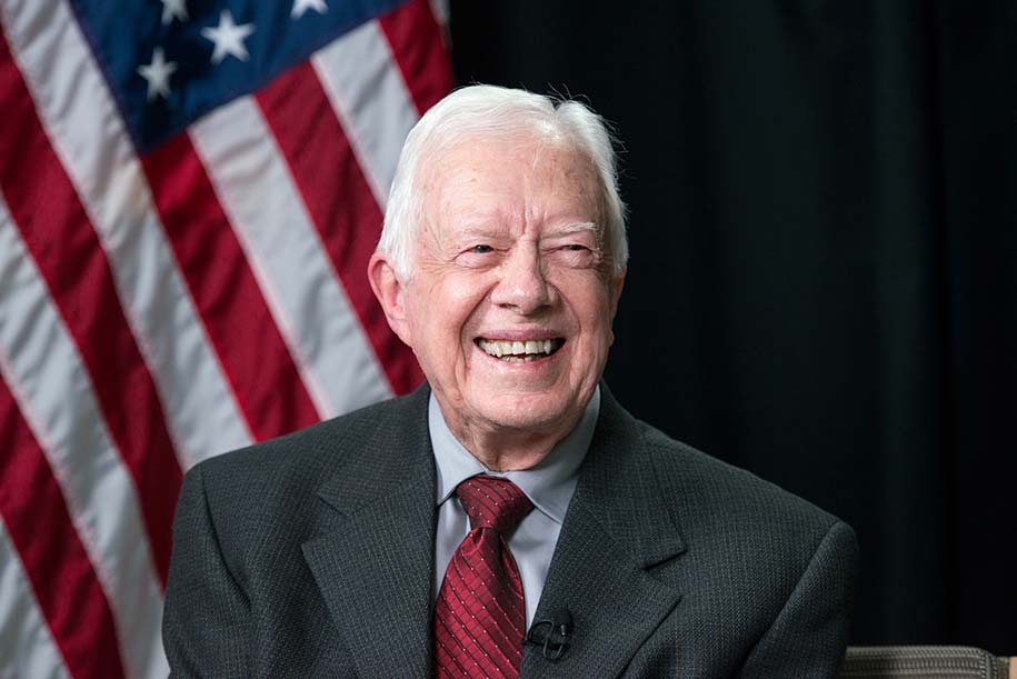 President Carter photographed in Austin, Texas, in 2014 at the LBJ Library.