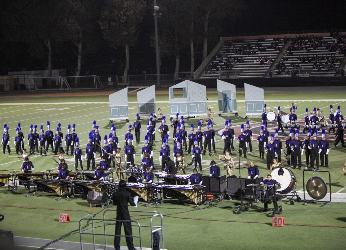 Performers at the end of the first movement of "Second Star to the Right" at Chaffey High School.
