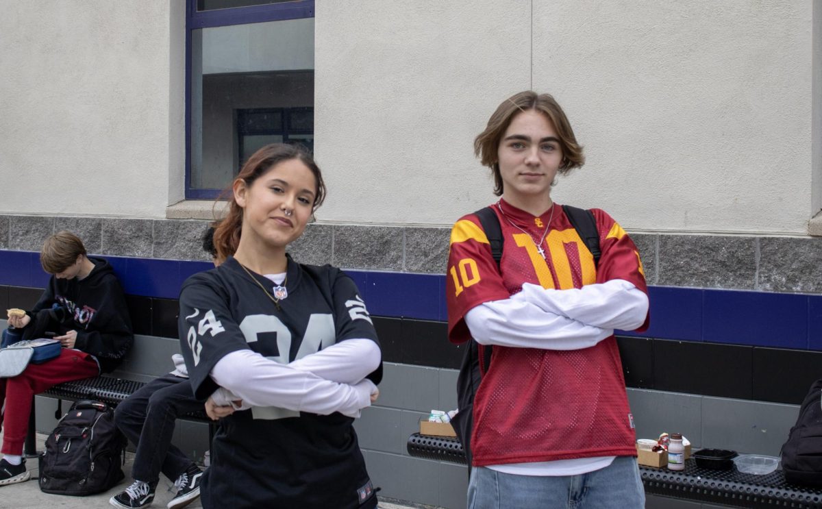 For Thursday of kindness week, "Get'cha head in the game", Junior Emma Perez and Lucas Murphy wearing jerseys.