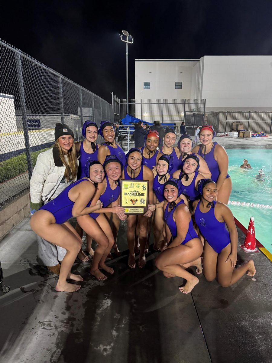 The girls varsity water polo teams wins baseline league for the second time in a row. 