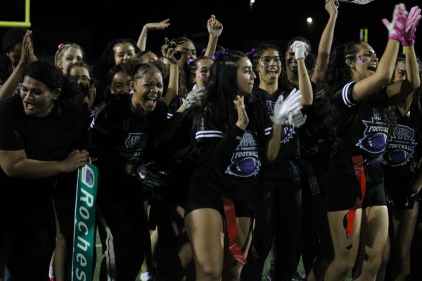 Seniors Celebrating after their win. 