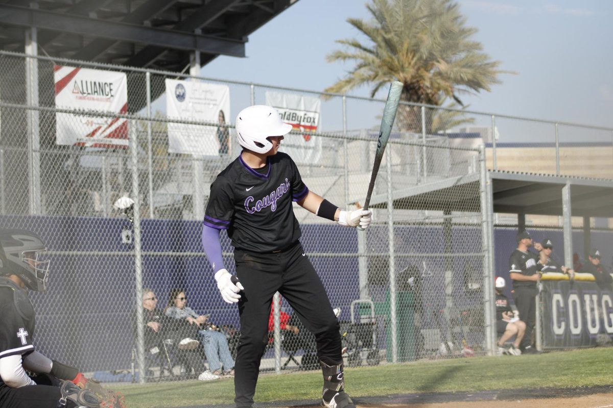 Junior Beau Briggs gets ready at the home plate to swing against the opposing team.