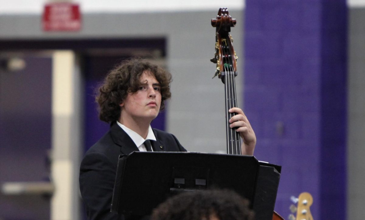 Sophomore Chase Nixon plays string bass.