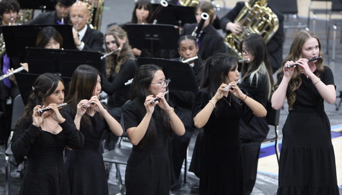 Students play "Stars and Stripes Forever" by John Philip Sousa on piccolo for the audience.