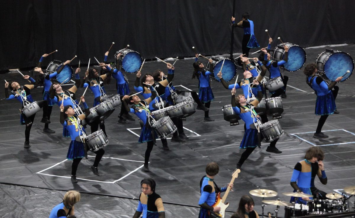 Battery performs their falling motion part of their show, "Square One (Falling)" to finish off the concert.