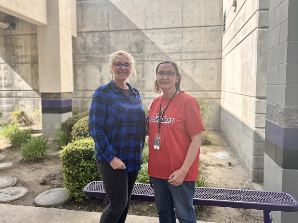 Ms. Berenice Sealy and Ms. Karen Gerdes stand together for a photo commemorating their retirement
