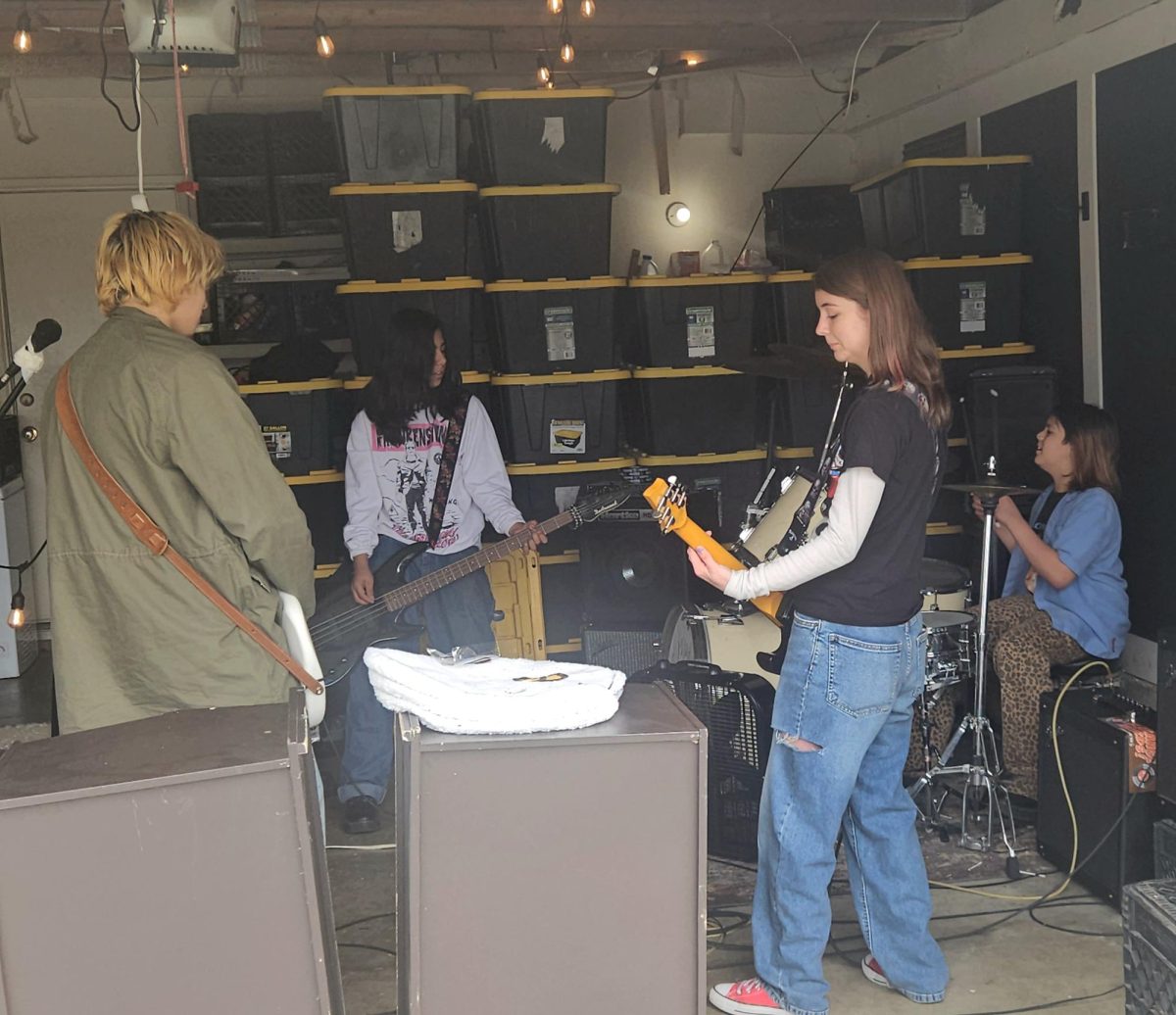 Hunky Dori holding a band practice. 