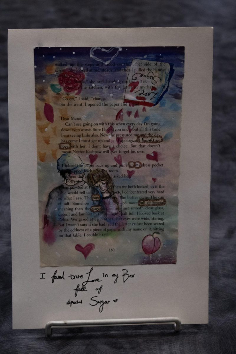 An art page covering the words with pictures of the poetry. 