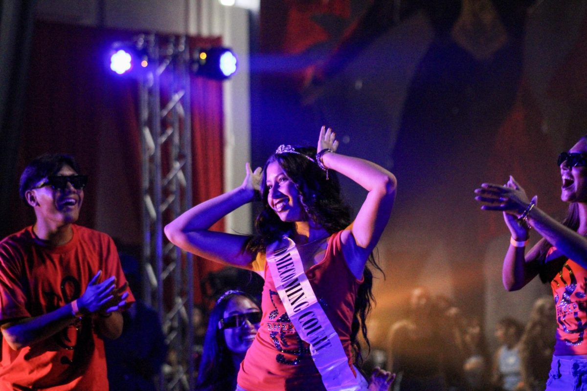 Princess Brooklyn Helper performs  her court dance at the homecoming rally