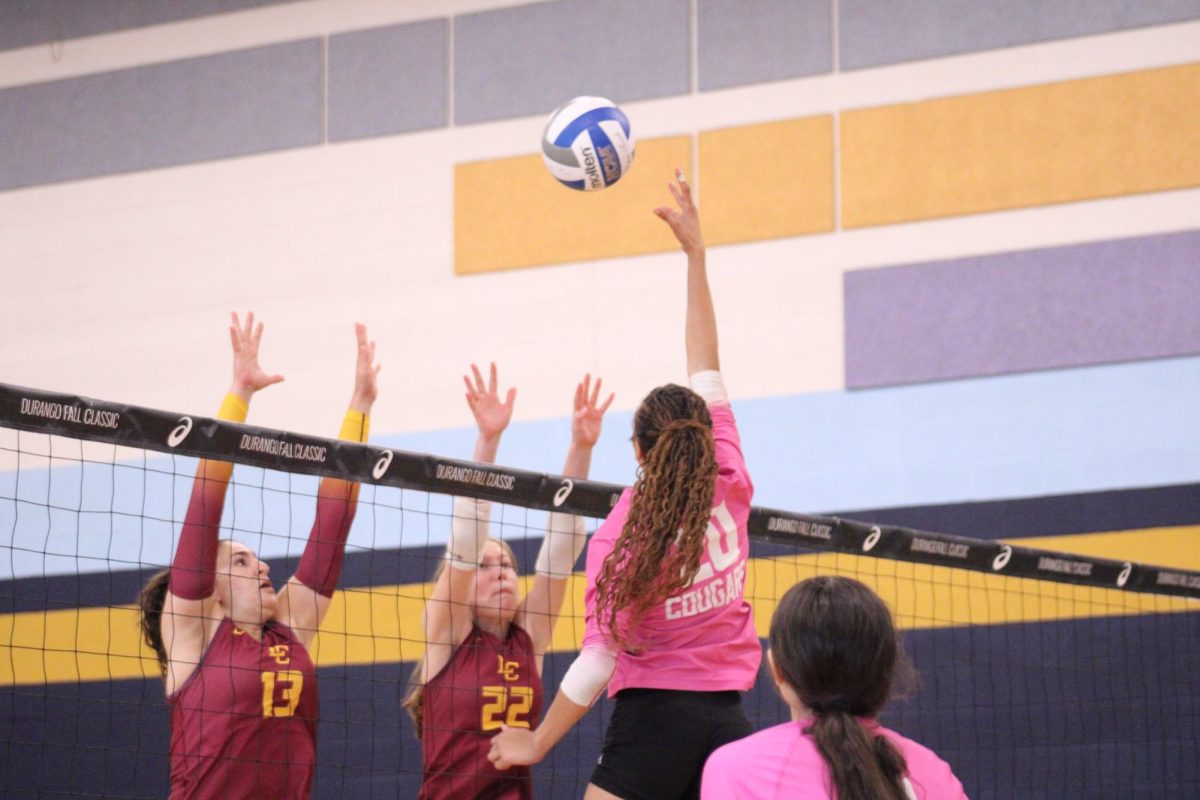 Junior Lyric Kelly tips the ball over the block of the enemy team