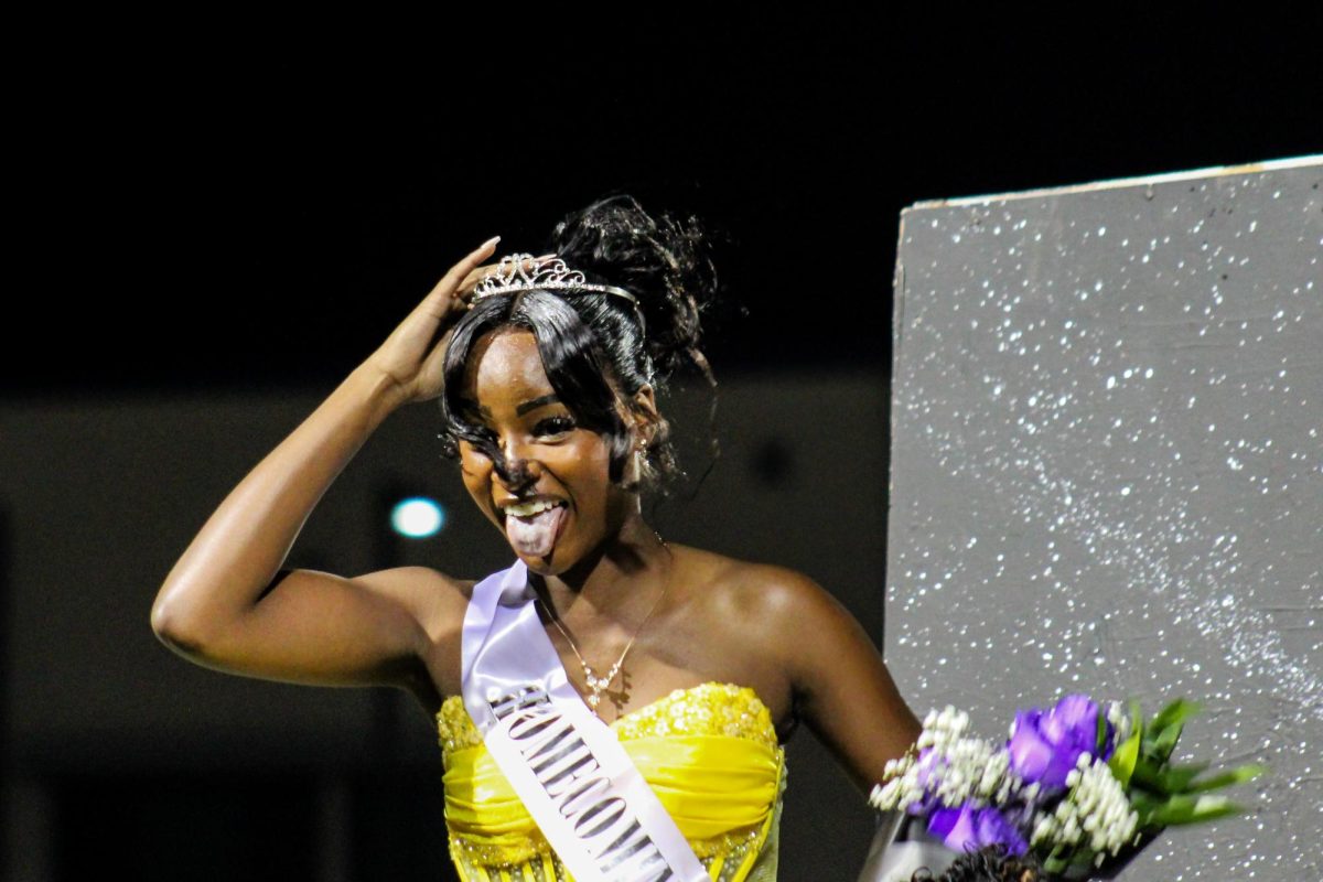 Princess number five, Imani Boiner reacts after she found out that she is the 2025-2026 homecoming queen