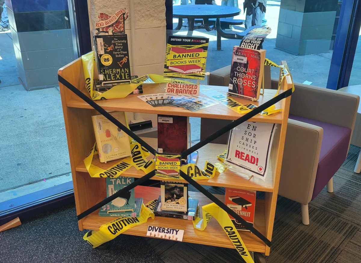 The RCHS library displays banned books in.