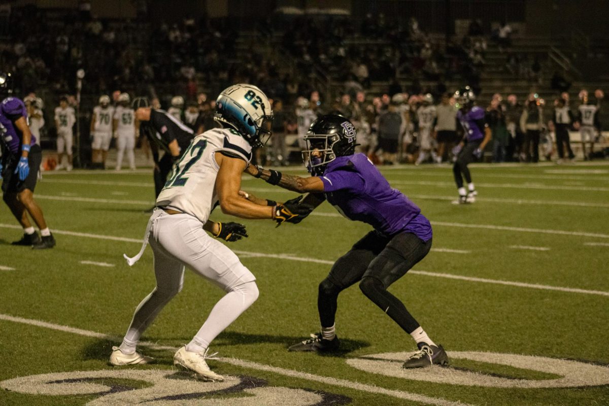 Senior CB Justin Lewis defends a Chino Hills High School wide receiver.