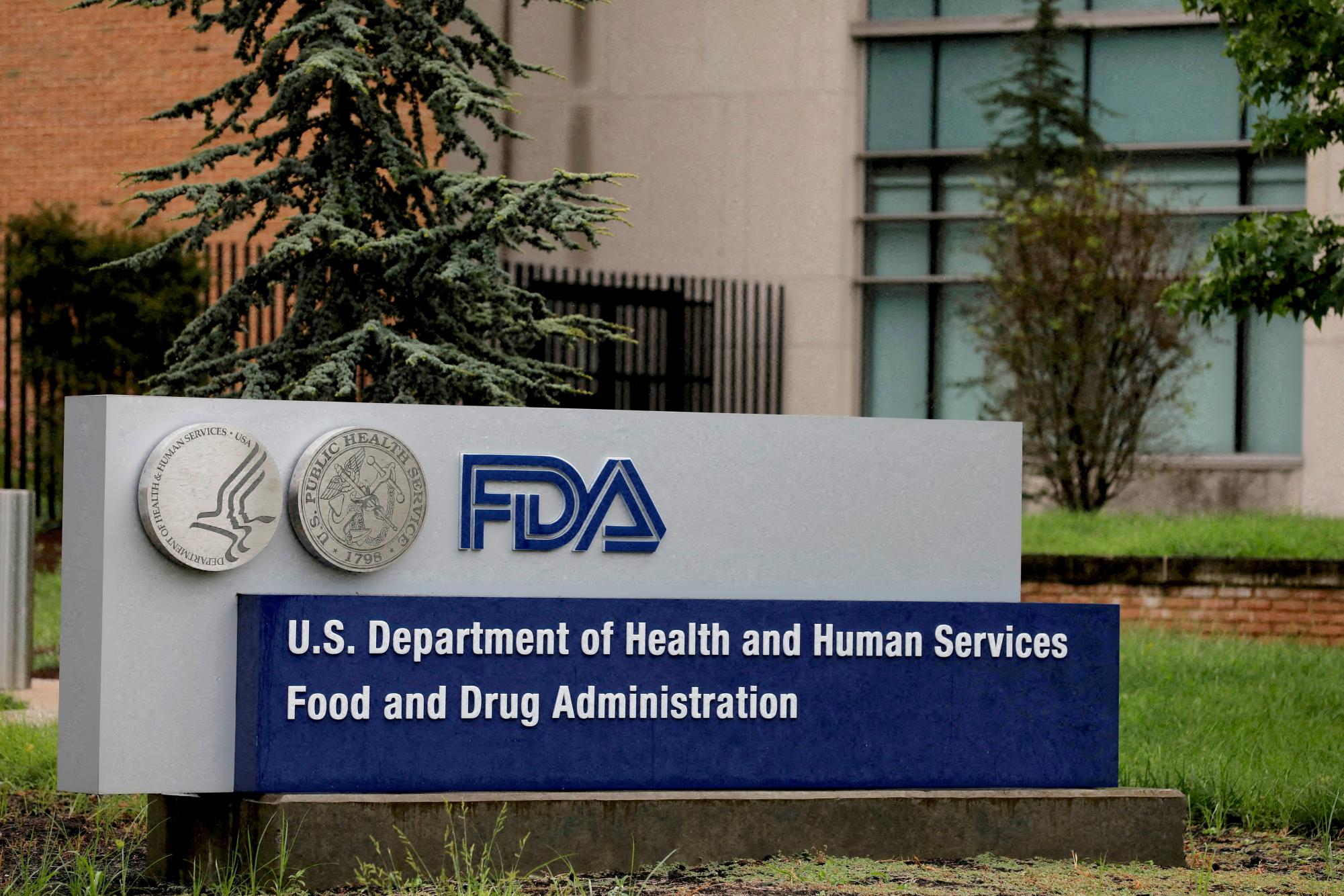 Signage is seen outside of the Food and Drug Administration (FDA) headquarters in White Oak, Maryland, U.S., August 29, 2020. REUTERS/Andrew Kelly